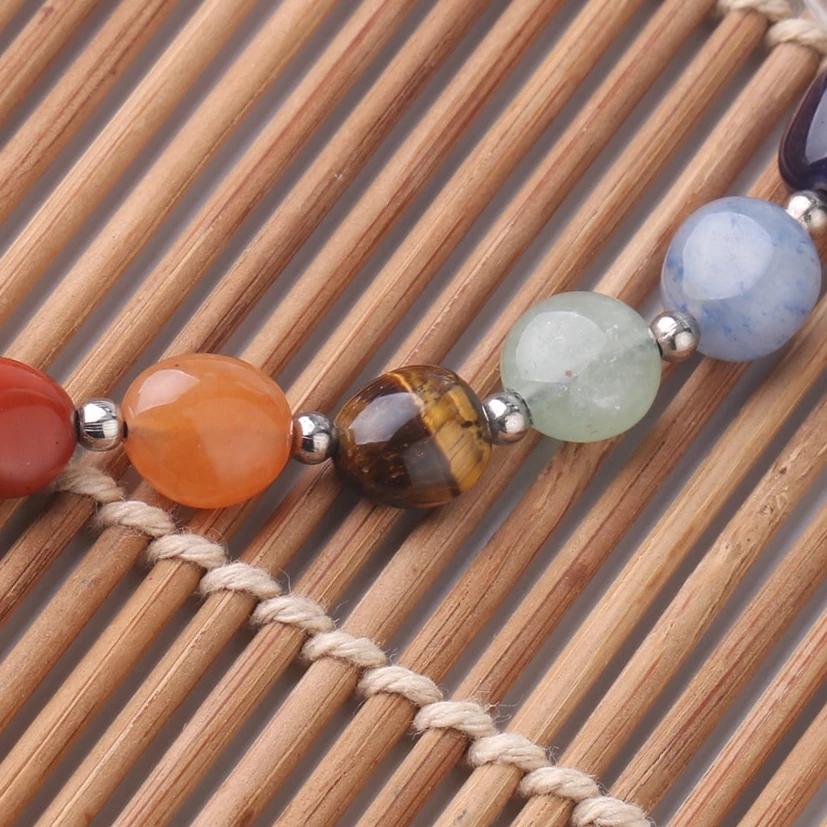 Bracelet d'Ancrage, de Chance et d'Harmonie en Agate indienne et 7 Chakras