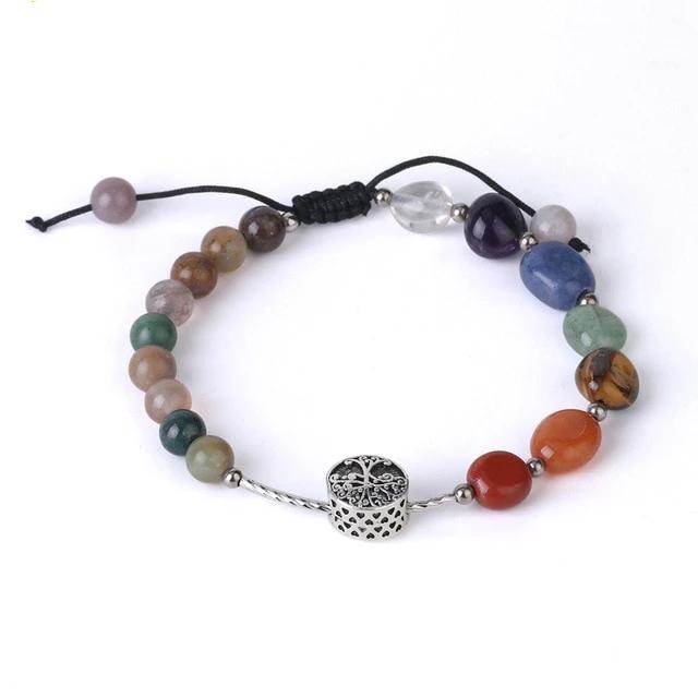 Bracelet d'Ancrage, de Chance et d'Harmonie en Agate indienne et 7 Chakras