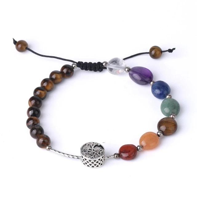 Bracelet de Protection et Harmonie en Œil de tigre et 7 Chakras