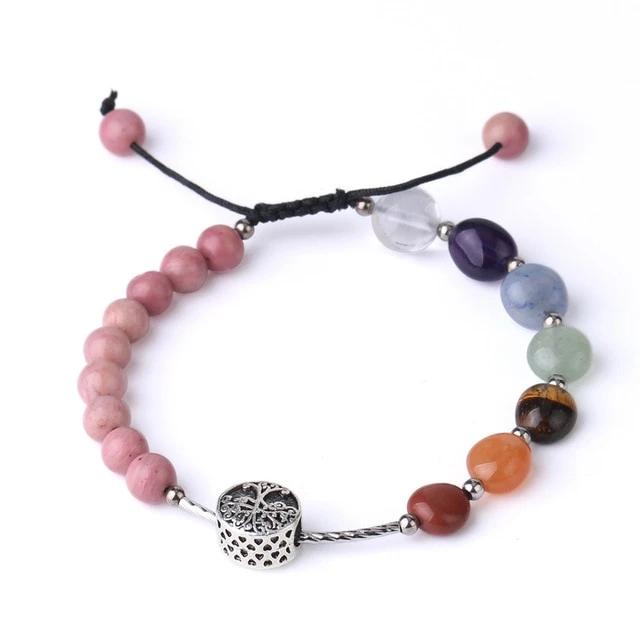 Bracelet d'Harmonie en Rhodonite et 7 Chakras